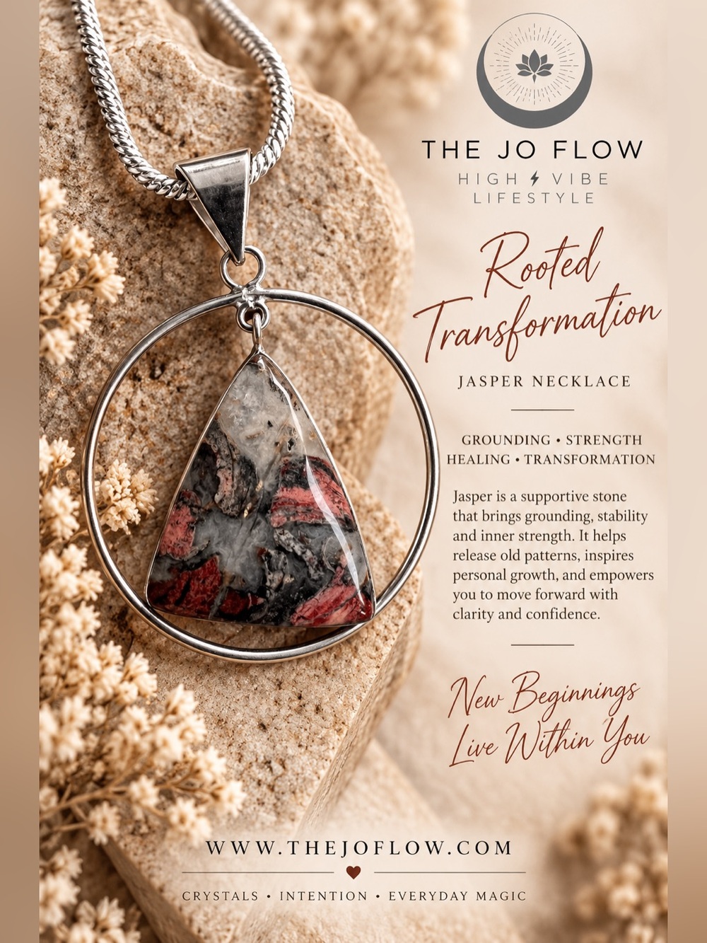 925 Rooted Transformation Red Jasper Pendant Necklace